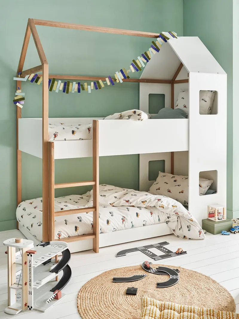 Vertbaudet Kinderbett CABANE in Hausform, Weiß, – Produktbild 1 von 3