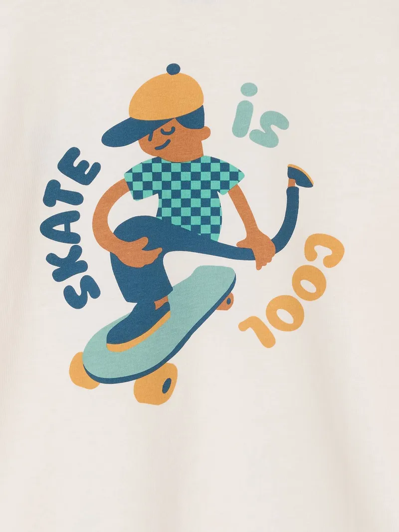 Vertbaudet Jungen Shirt mit Print, Wollweiß, – Produktbild 3 von 4