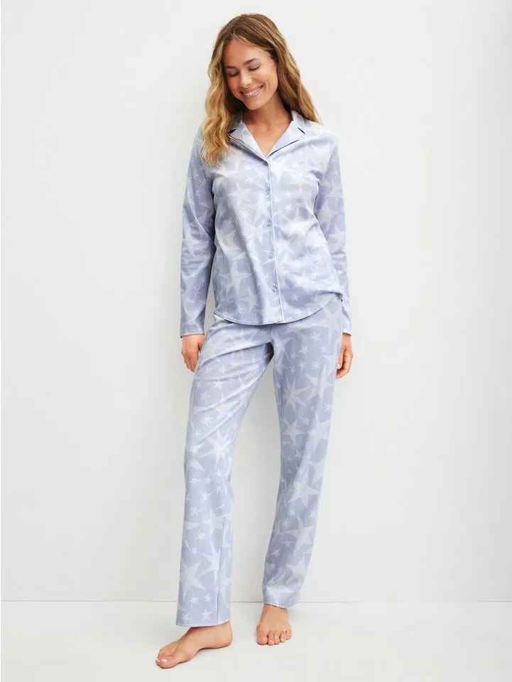 CALIDA CALIDA Pyjama Winter Dreams Damen (2 tlg) weich, wärmend und bequem, Blau, – Produktbild 2 von 5