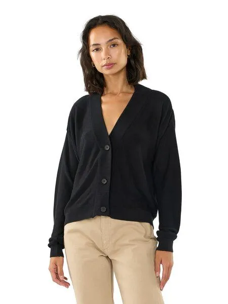 KnowledgeCotton Apparel KnowledgeCotton Apparel Strickcardigan mit V-Ausschnitt aus EcoVero, Black jet (schwarz), – Produktbild 2 von 4