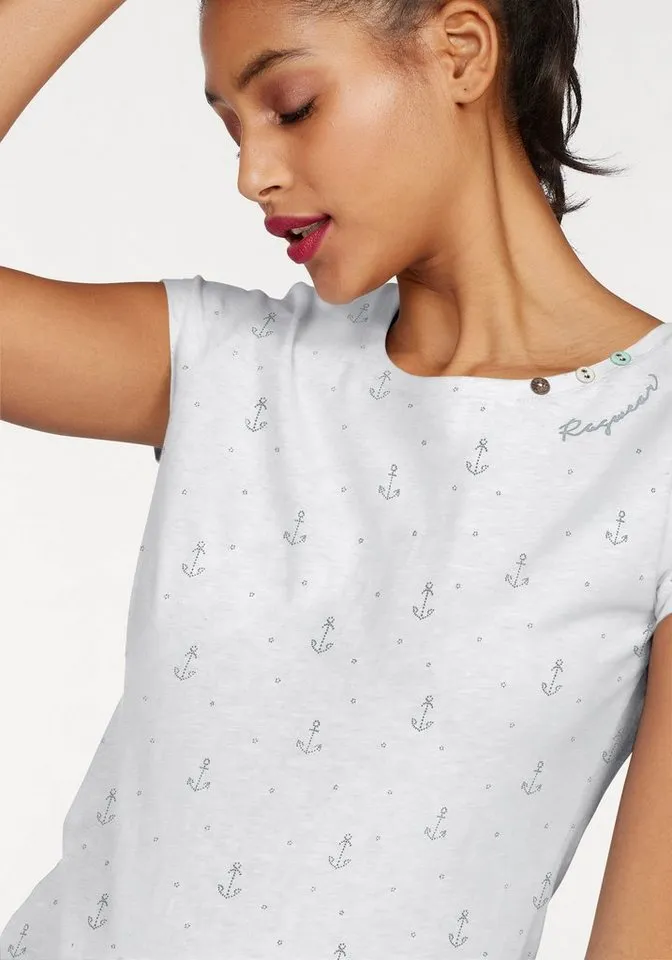 ragwear ragwear T-Shirt FLORAH A ORGANIC O mit maritimen Anker-Print, Weiß, – Produktbild 3 von 5