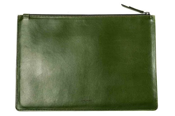 GREVIRO GREVIRO Dokumentenmappe aus Kaktusleder (vegan) - passend auch für MacBook, iPad & Co., Navy blau (genarbt), – Produktbild 4 von 4
