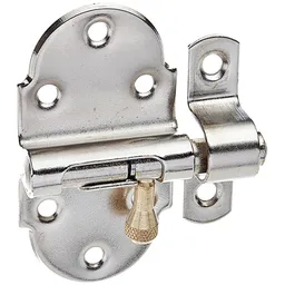 Alberts ALBERTS Grendelriegel, mit Messing-Knopf, ohne Feder, mit Schlaufe, vernickelt poliert, LxB40x75mm – Produktbild 1 von 1
