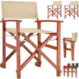 Casaria® Regiestuhl Creme 2er-Set Eukalyptusholz FSC®-zertifiziert Klappbar – Produktbild 1 von 1