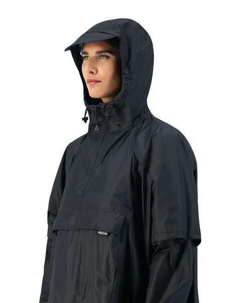 Maium Maium Vegan Regenmantel - Unisex Poncho - aus recycelten Materialien, Schwarz, – Produktbild 3 von 3