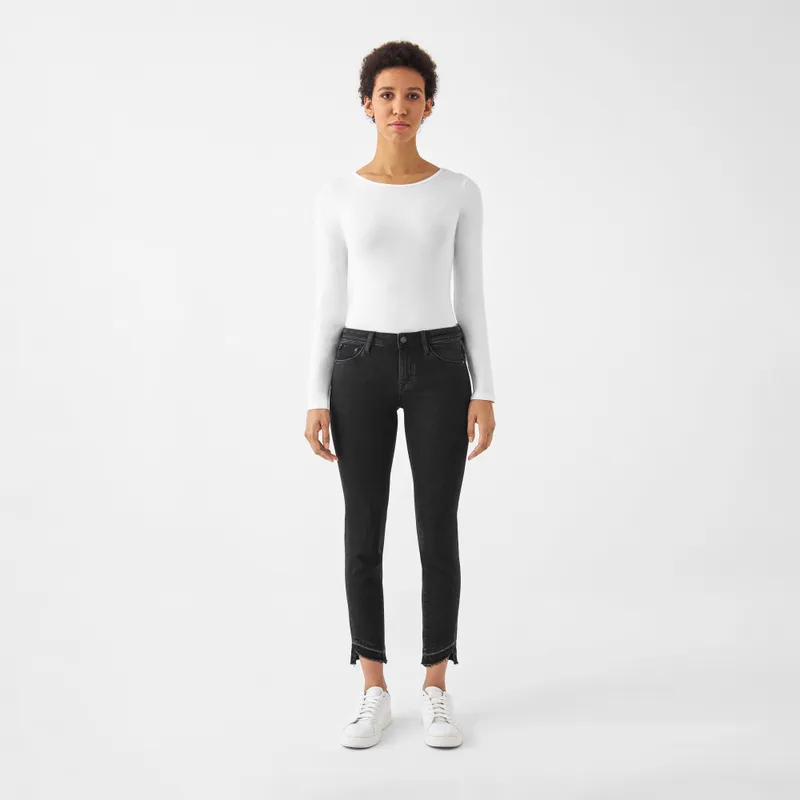 DAWN Damen Jeans MID SUN Slim Design Details DAWN Bio-Baumwolle, Black denim, – Produktbild 1 von 5