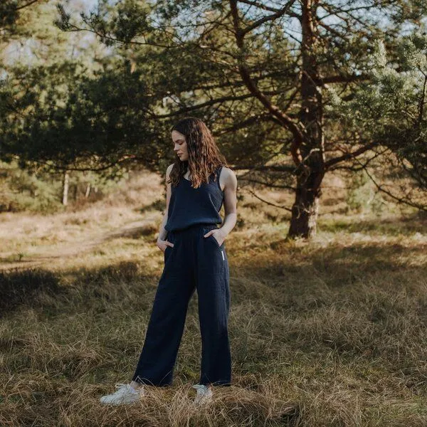 NORDLICHT NORDLICHT Damen Hose aus Bio-Baumwolle Musselin LEJA, Blau, – Produktbild 3 von 4