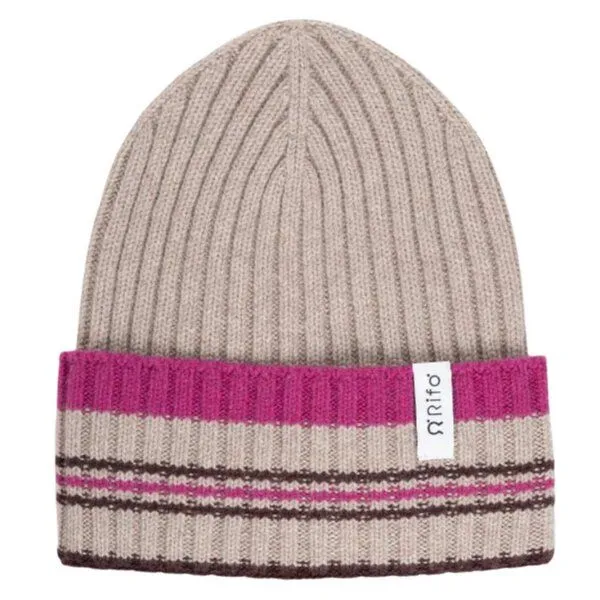 Rifò - Circular Fashion Made in Italy Rifò - Circular Fashion Made in Italy Mütze Mira aus recycelter Kaschmirwolle, Multicolor beige, – Produktbild 1 von 4