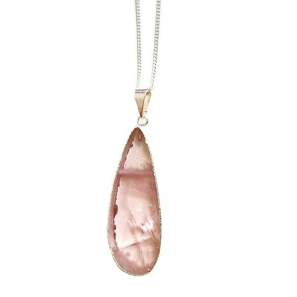 Crystal and Sage Rosenquarz Tropfen Halskette von Crystal and Sage, Silber, – Produktbild 1 von 2