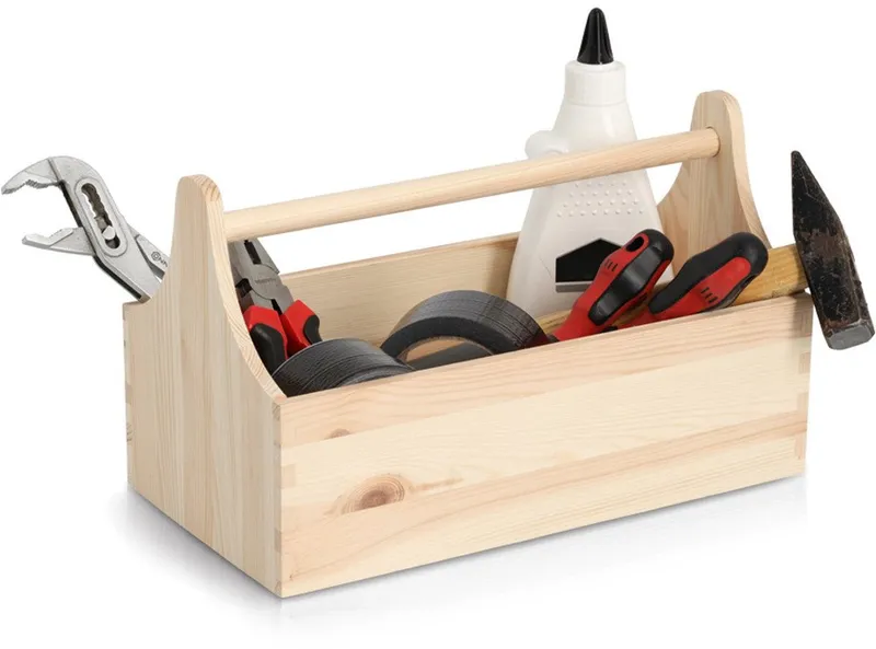 Zeller Present Werkzeugbox Kiefer, natürliches Holz, vielseitig, einfach tragbar, Braun, – Produktbild 2 von 2