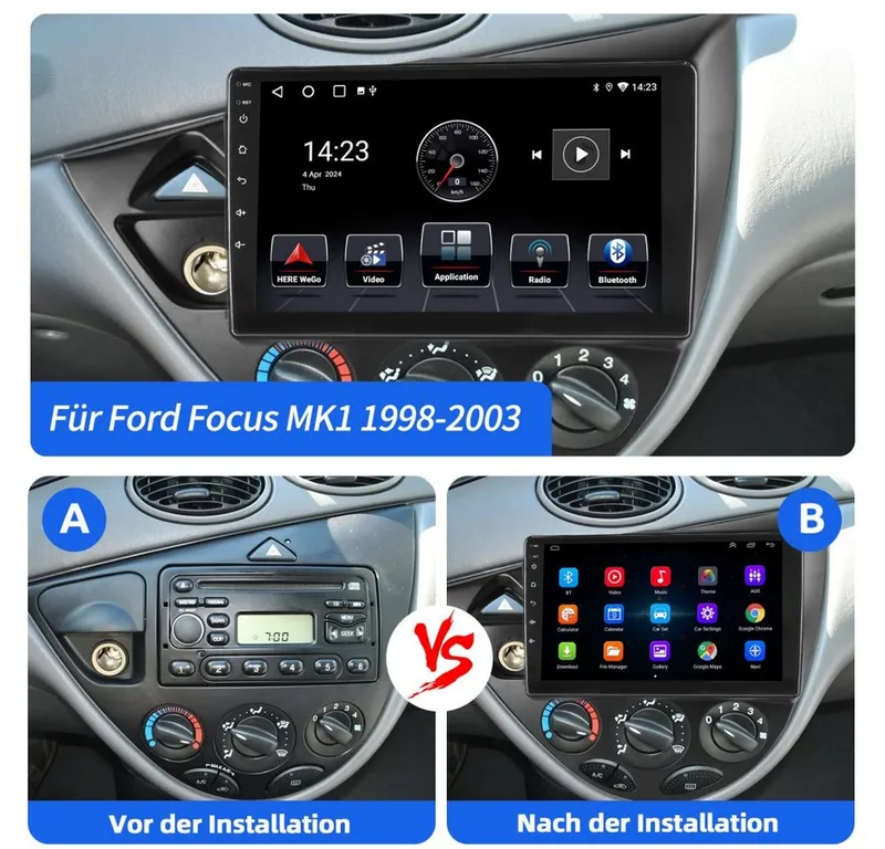 ESSGOO DAB+ Android15 Autoradio Carplay Navi GPS Für Ford Focus MK1 1998-2003 Autoradio (RDS, 4+64GB(optional), Digitalradio (DAB), FM, AM, Carplay Android Auto Bluetooth EQ USB GPS Navi WIFI Touchscreen) – Produktbild 5 von 5