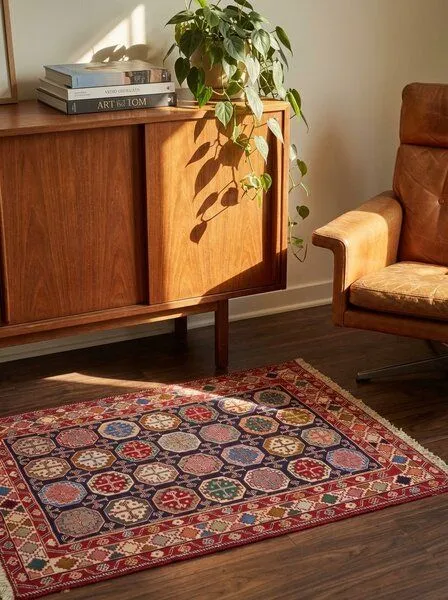 Rugtales Sumak Shahsavan „Rugtales“ aus Schurwolle, 103x142 cm, Blau, – Produktbild 2 von 4