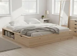 OTTO home Massivholzbett Erno, Stauraumbett Futonbett, 275KG belastbar (Breite/ Belastbarkeit: 120cm/275 KG, 180cm/275 KG), mit Lattenrost, FSC® zertifiziert, viel Stauraum + Ablagen – Produktbild 1 von 1