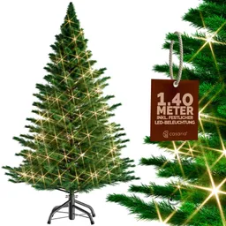 Casaria® Künstlicher Weihnachtsbaum 140cm mit Lichterkette und Metallfuß PE – Produktbild 1 von 1