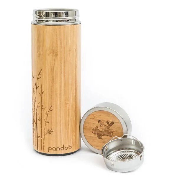 pandoo pandoo Bambus doppelwandige Thermoflasche mit Teesieb – Produktbild 1 von 4