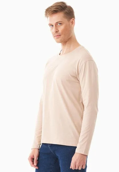 ORGANICATION ORGANICATION Langarmshirt aus Bio-Baumwolle, Natur(beige), – Produktbild 4 von 4
