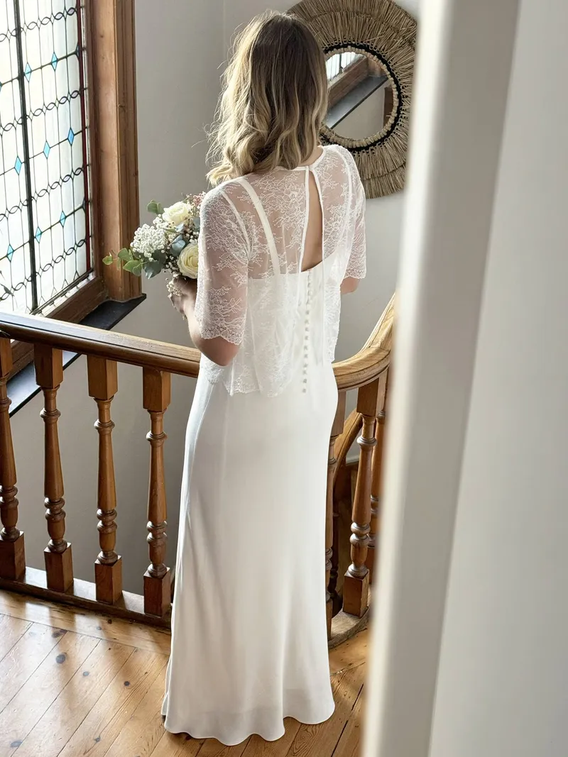 Envie De Fraise Umstands-Hochzeitskleid aus Crêpe ENVIE DE FRAISE, Wollweiß, – Produktbild 2 von 4