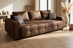 OTTO home Schlafsofa Bella B: 241 cm, Liegefl. 142x194 cm mit Bettkasten & Zierkissen, Schlafcouch mit Gästebett, 2 Zierkissen inklusive, frei stellbar – Produktbild 1 von 1