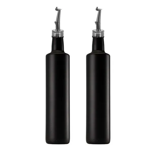 mikken mikken 2x Ölflasche 250 ml 500 ml matt schwarz runde Dosierflasche mit Ausgießer 2 Etiketten – Produktbild 4 von 7
