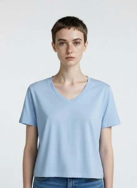 UNIPOLAR UNIPOLAR V-Neck T-Shirt Modell: Island, Blue soul (blau), – Produktbild 1 von 2