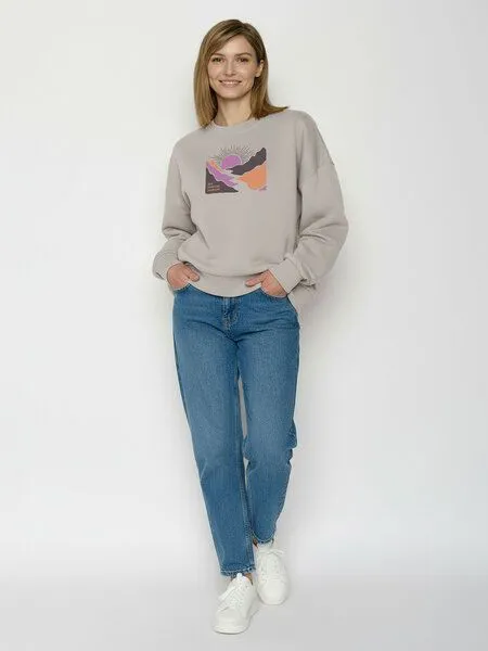 GreenBomb GREENBOMB River Sundown Core - Lässiges Sweatshirt aus Bio-Baumwolle / hochwertiger Print / GOTS / Fair & Vegan, Grau (sandstone), – Produktbild 3 von 4