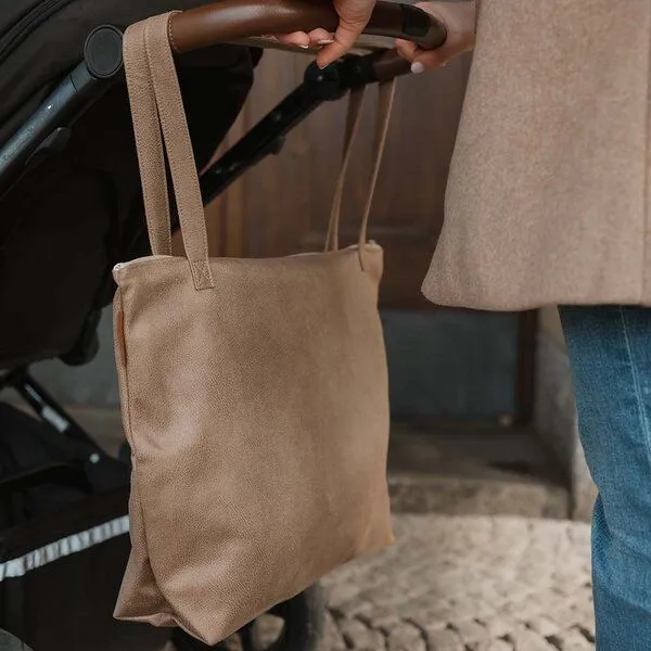 BOWLEANIES TASCHEN BOWLEANIES TASCHEN Mom Bag | Großer Shopper aus Lederfaserstoff mit Reißverschluss, Hellbraun, – Produktbild 3 von 4