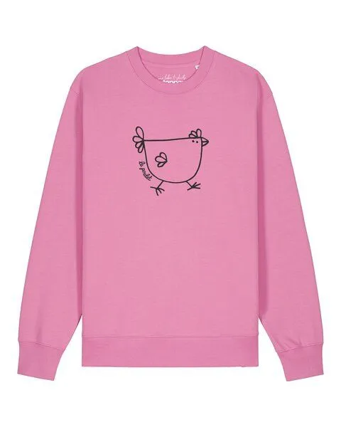 watapparel watapparel Sweatshirt Unisex Le poulet - das Huhn, Bubble pink, – Produktbild 1 von 2