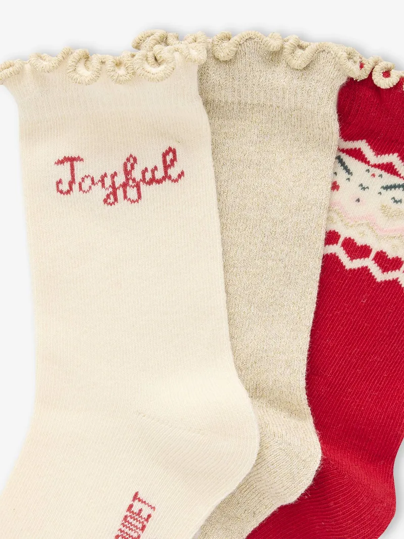 Vertbaudet 3er-Pack Weihnachts-Socken in Geschenkbox für Mädchen, Rot, – Produktbild 2 von 3