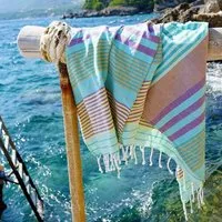 Karawan authentic Karawan authentic Fouta SUD (Peshtamal) aus Bio-Baumwolle, 100 x 200cm, Aqua, – Produktbild 1 von 1