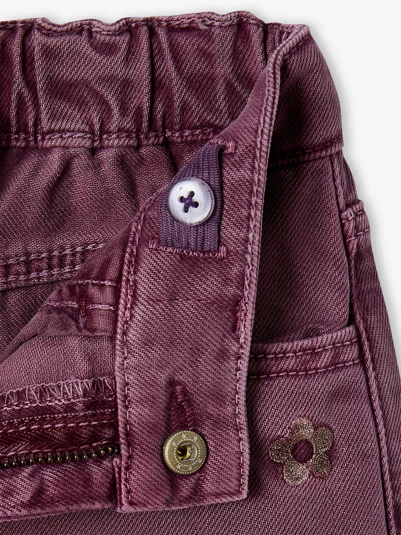 Vertbaudet Weite Mädchen Hose mit Blumenstickerei, Pflaume, – Produktbild 3 von 3