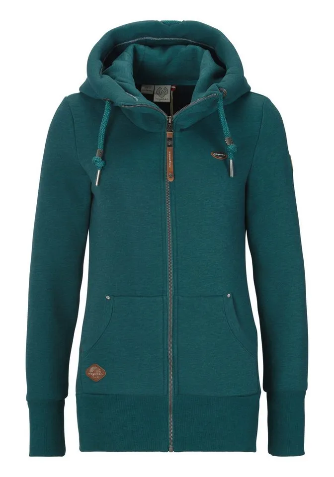 ragwear ragwear Sweatjacke NESKA ZIP O figurbetont in melierter Optik und mit großer Kapuze, Grün, – Produktbild 1 von 5