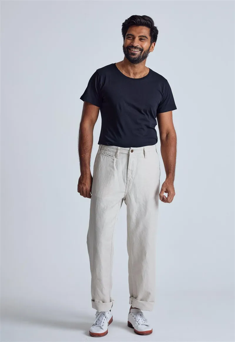 Flax and Loom Leinen Chino Relaxed Fit Modell: Bird, Natural, – Produktbild 1 von 2