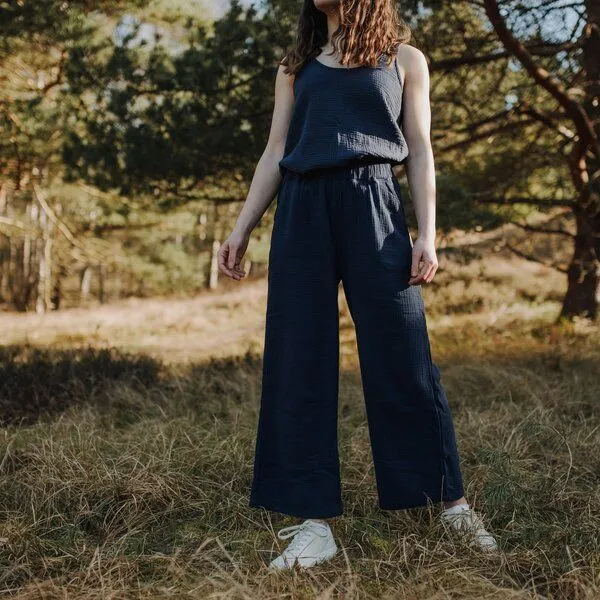 NORDLICHT NORDLICHT Damen Hose aus Bio-Baumwolle Musselin LEJA, Blau, – Produktbild 1 von 4