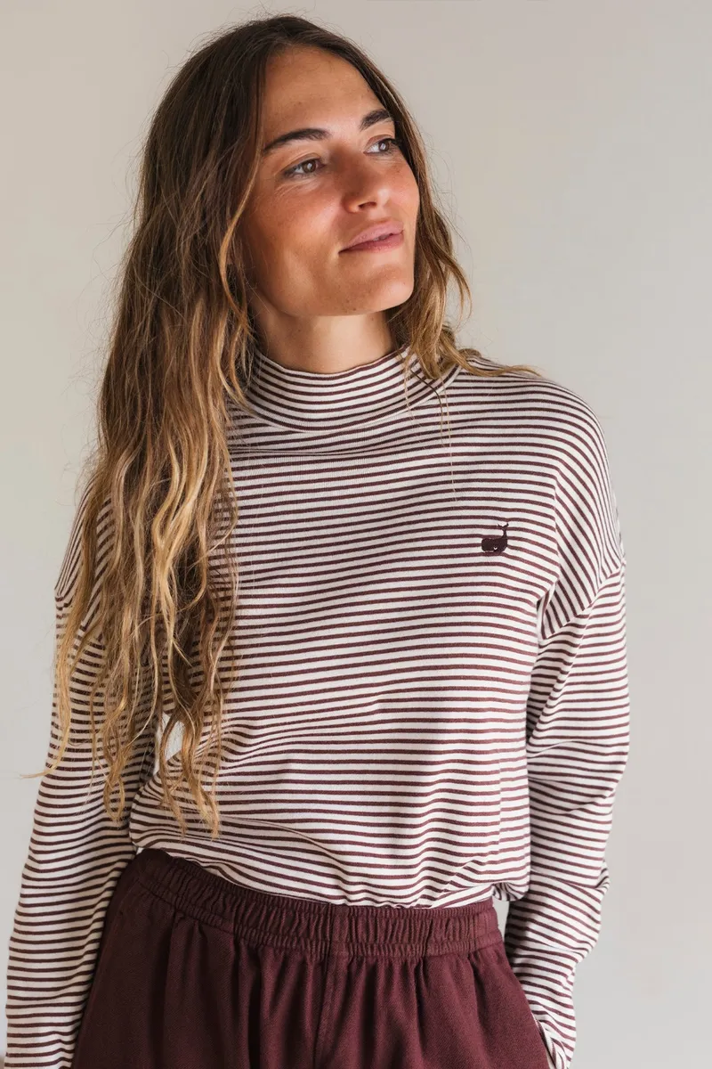 TWOTHIRDS TWOTHIRDS Damen vegan Top Corcovado Russet Stripes, Braun, – Produktbild 1 von 2