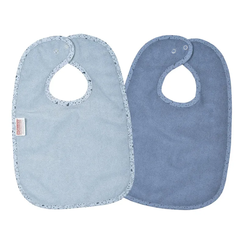 Wörner Wörner 2er-Pack Lätzchen mit Druckknopf 26x40 cm, Blau, – Produktbild 3 von 4