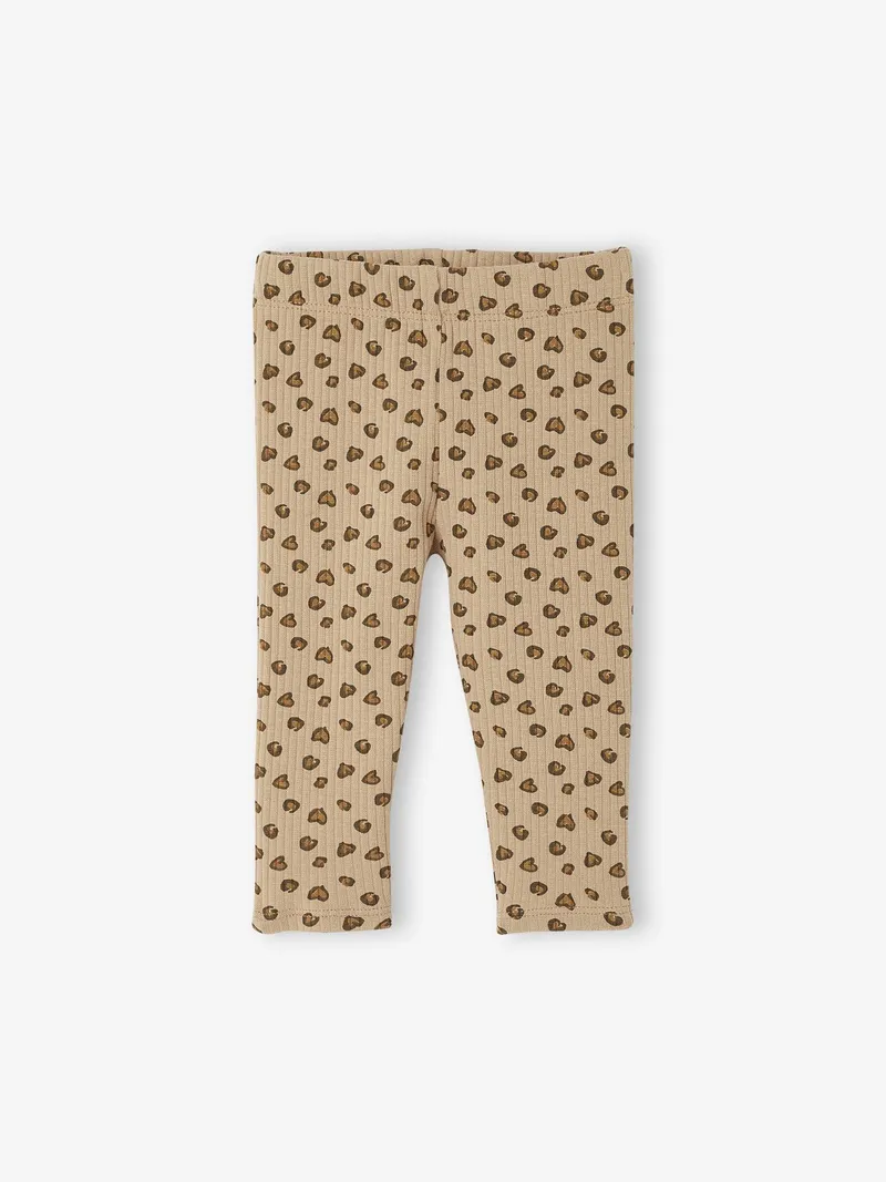 Vertbaudet Gemusterte Baby Leggings aus Rippjersey, Taupe, – Produktbild 1 von 2