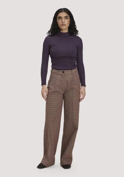 hessnatur hessnatur Tweed-Hose Wide Leg Relaxed aus reiner Bio-Baumwolle, Wildrose, – Produktbild 1 von 3