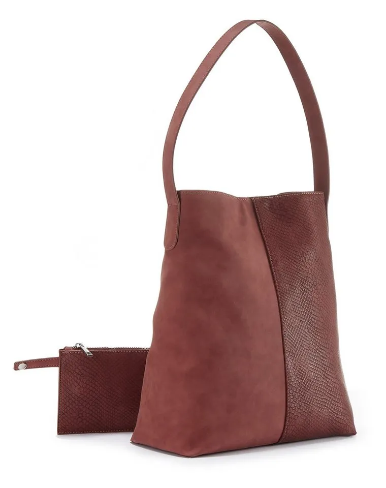 Vivance by Lascana Shopper Schultertasche, Handtasche, Einkaufstasche, Damentasche (2-tlg), mit kleiner herausnehmbarer Innentasche VEGAN, Rot, – Produktbild 1 von 5