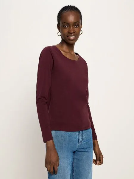 LANIUS LANIUS Langarmshirt (GOTS) aus Bio-Baumwolle, Bordeaux, – Produktbild 1 von 4