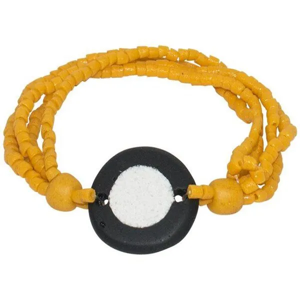 Global Mamas Karma Armband - Full-Circle Upcycling Glasschmuck - Mustard & Teal - Global Mamas, Mustard (gelb), – Produktbild 1 von 2