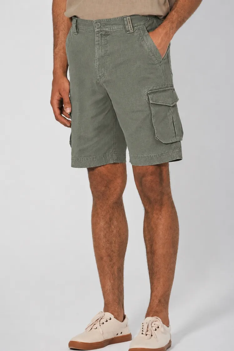 HempAge Hempage Herren vegan Cargo Shorts Thyme, Grün, – Produktbild 2 von 2