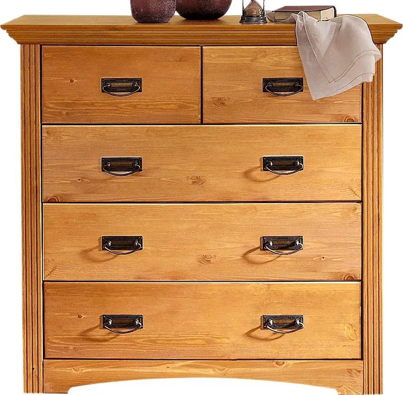 OTTO home Schubkastenkommode Konrad, Kommode, im Landhausstil, rustikal, Breite 94 cm, aus massiver, FSC®-zertifizierter Kiefer, Beige, – Produktbild 2 von 5