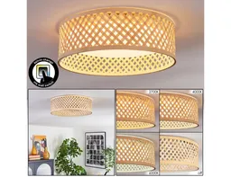 hofstein Deckenleuchte Deckenlampe aus Metall/Bambus/Kunststoff in Naturfarben/Weiß, ohne Leuchtmittel, 3000-6500 Kelvin, Boho-Design, CCT einstellbar 3000-6500 Kelvin, 16 Watt, 2000 Lumen – Produktbild 1 von 1
