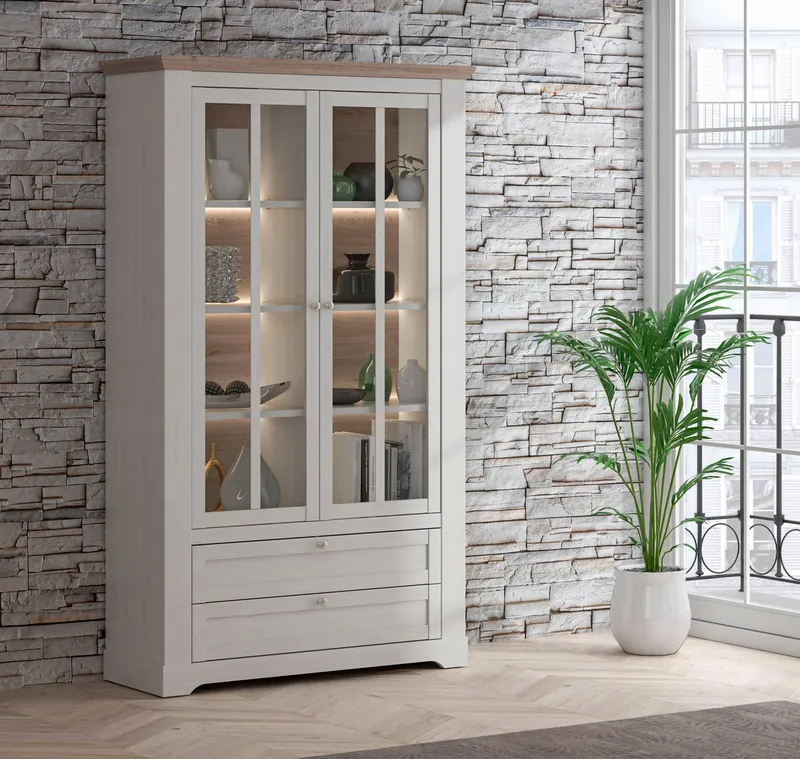FORTE Vitrine Iloppa Höhe ca. 209 cm, Weiß, – Produktbild 1 von 4
