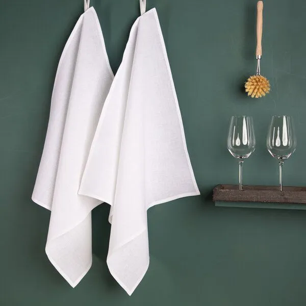 nahtur-design nahtur-design Polier- und Gläsertuch aus Bioleinen | 2er Sparset | 4 Farbvarianten, Weiss_05 (weiß), – Produktbild 3 von 4