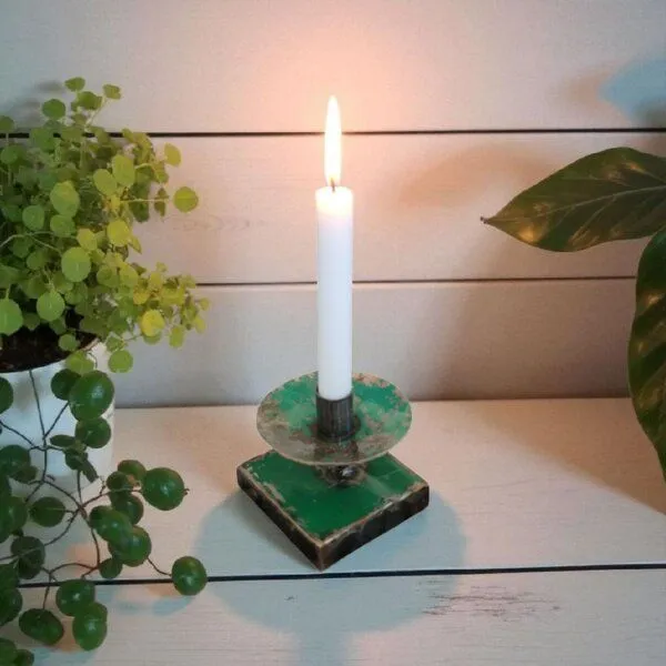 Moogoo Creative Africa Moogoo Creative Africa Kerzenständer aus recycelten Ölfässern | Industrial Design Upcycling Kerzenhalter, Grün, – Produktbild 1 von 2