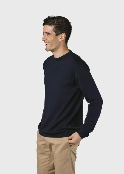 Klitmøller Collective Klitmøller Collective Merino-Strickpullover - Mens Basic Merino Wool - mulesingfrei, Blau (navy), – Produktbild 1 von 4