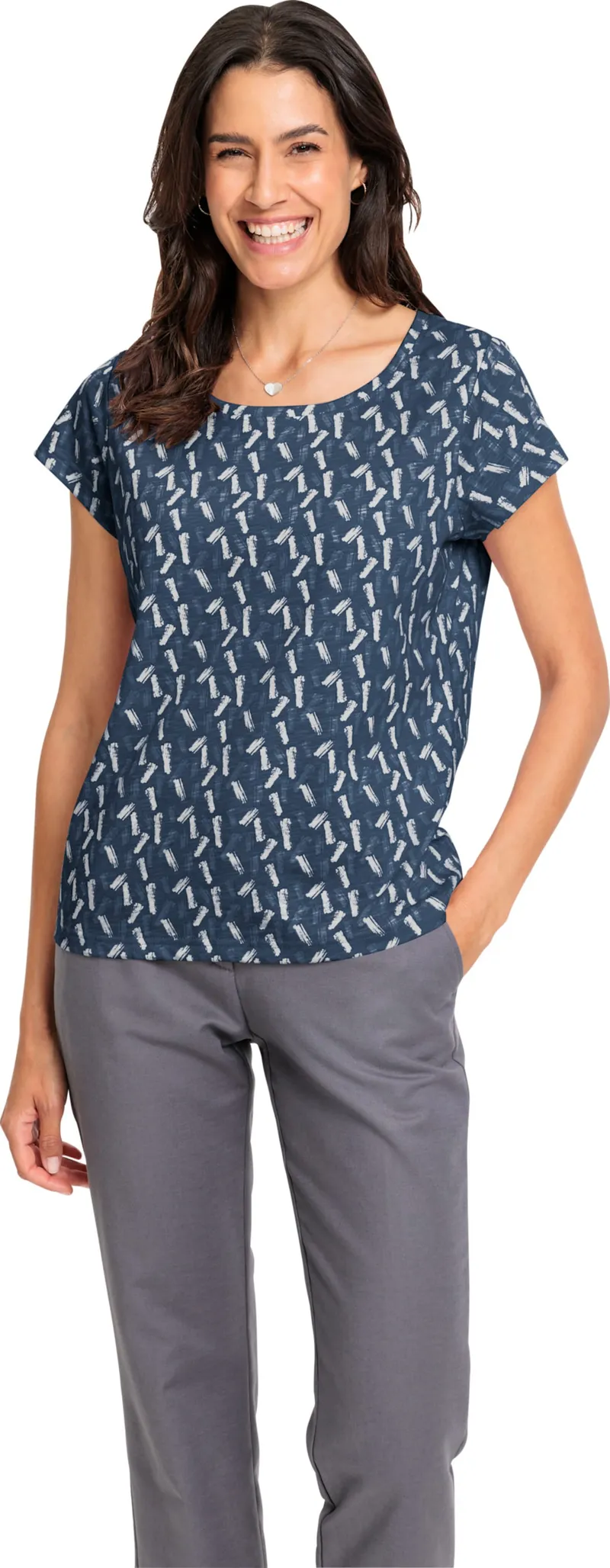 Witt Rundhalsshirt dunkelblau-ecru-bedruckt, Dunkelblau-ecru-bedruckt, – Produktbild 2 von 2