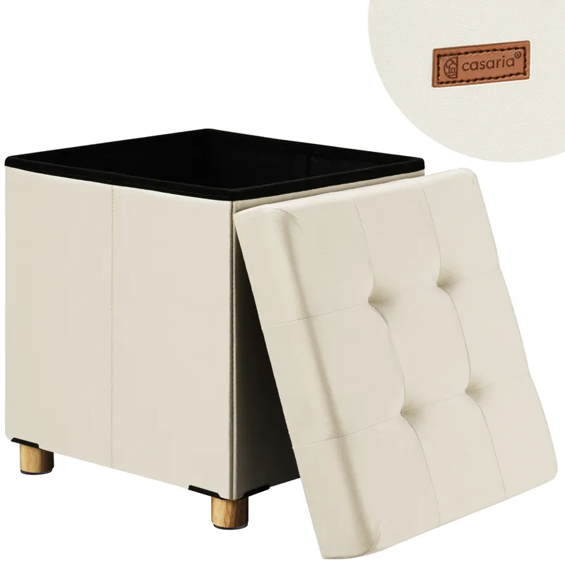 Casaria® Sitzhocker Beige Samt 42x38x38cm faltbar – Produktbild 2 von 2