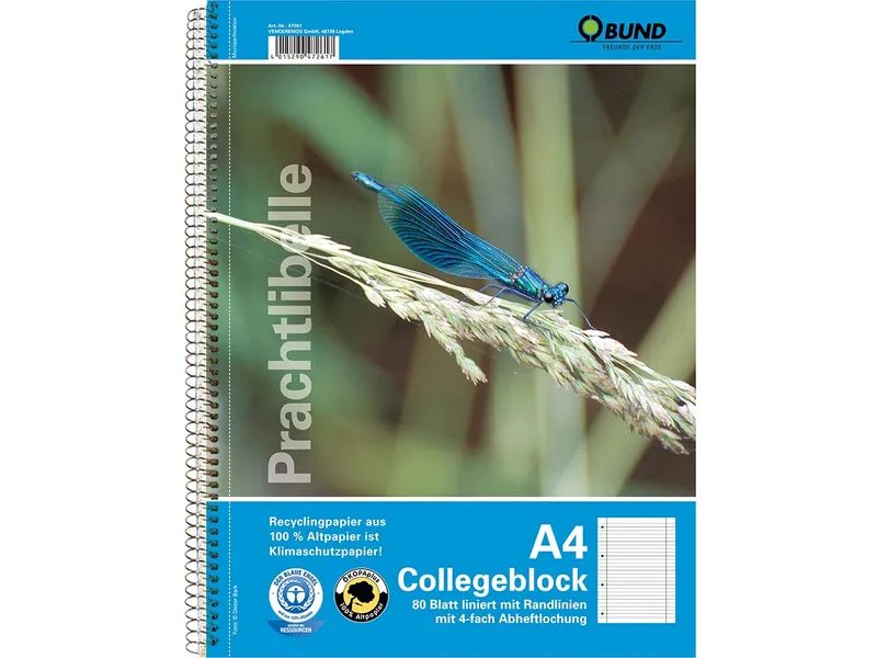 BUND BUND Spiralblock DIN A4 lin. mit 2 Randlinien – Produktbild 1 von 1